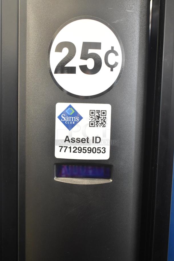 Crane 5800-4 metal drink vending machine with bill acceptor, 115V, 1 phase. Features Sam's Club asset ID sticker.