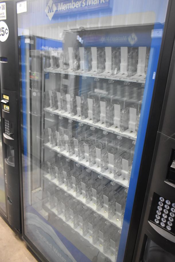 Crane 5800-4 metal vending machine with bill acceptor, 115V, 1 phase, holds bottled drinks, excellent condition.
