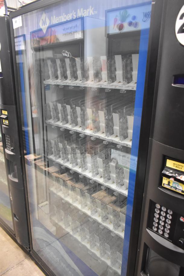 Crane 5800-4 metal commercial bottled drink vending machine with bill acceptor, 115 volts, 1 phase, like-new condition.