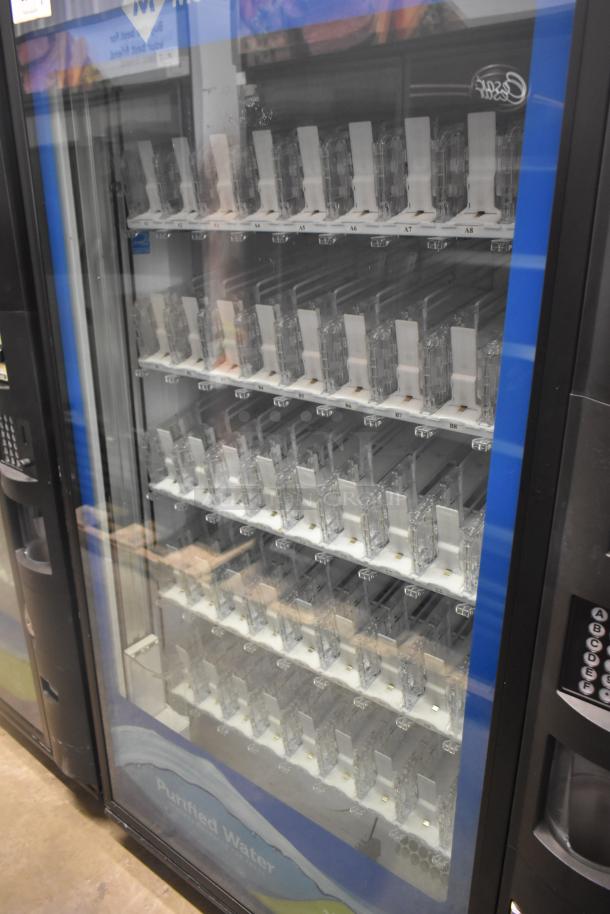 Crane 5800-4 metal drink vending machine with bill acceptor, 115 volts, excellent condition, commercial use.
