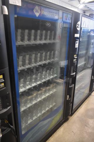 Crane 5800-4 metal commercial drink vending machine with bill acceptor, 115 volts, 1 phase, suitable for bottled drinks.