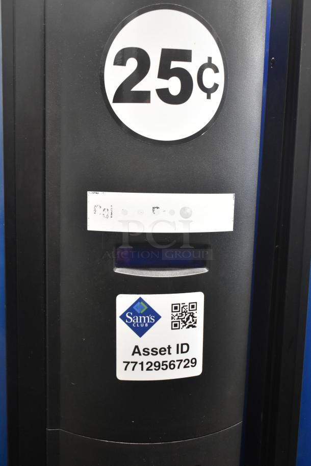 Crane 5800-4 metal commercial bottled drink vending machine with bill acceptor. Features 25¢ pricing. Asset ID 7712956729.