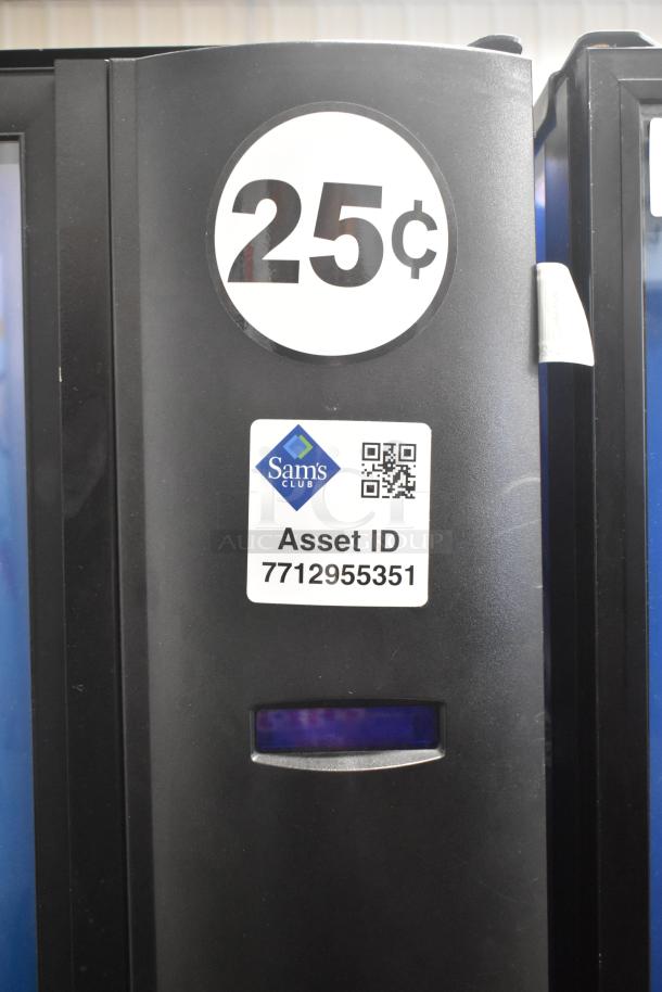 Crane 5800-4 metal vending machine, bill acceptor, 25¢ cost, Sam's Club asset ID label, 115V, 1 phase.