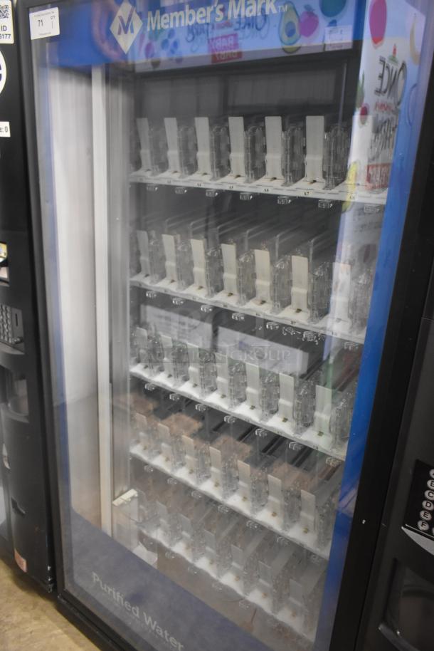 Crane 5800-4 metal drink vending machine with bill acceptor, 115V, 1 phase. Good condition, features multiple rows for beverages.