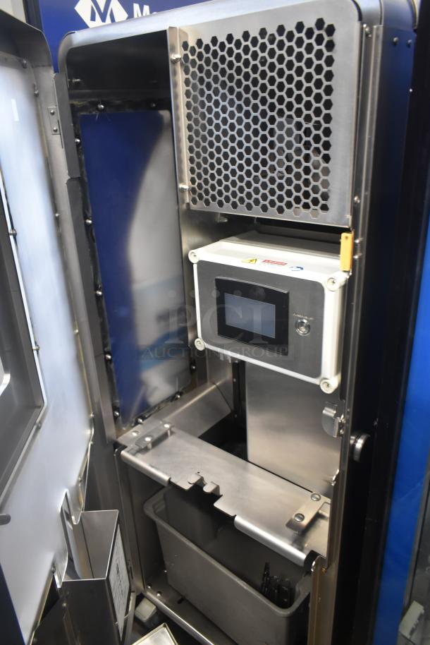 JBT 2nd-Gen MFJ-HE Fresh N Squeeze citrus juicer, commercial floor style with casters. 115V, 1 Phase. Stainless steel build.