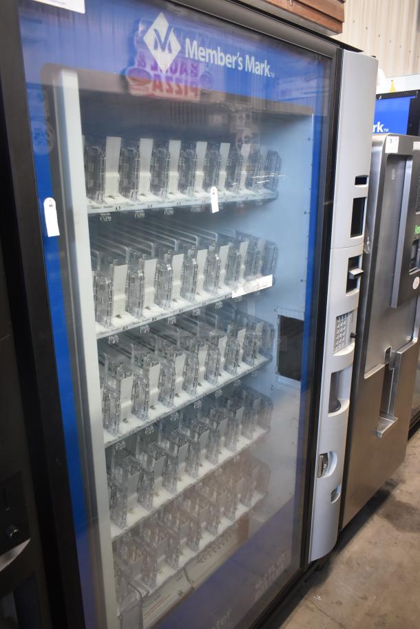 Crane 5800-4 metal commercial drink vending machine with bill acceptor, 115V, 1 phase, in good condition.