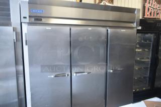 McCall 4-4070 commercial 3-door reach-in cooler, stainless steel, 115 volts, 1 phase, excellent condition.