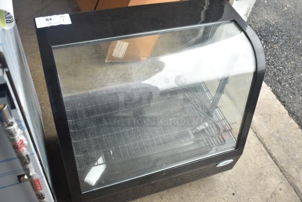 KoolMore CDC-3C-BK countertop display refrigerator, 3.6 Cu Ft, black, with glass front. Appears in used condition.
