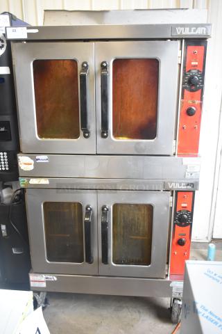 Vulcan VC5GD-11D1Z commercial convection ovens, full-size, view doors, thermostatic controls, on casters, used condition.