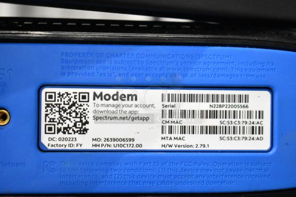 AV Cabinet with Pyle PCI-800 Power Conditioner, Lowell Rack, modem (Serial: N228P22005566), HPE J9980A Switch, and more.
