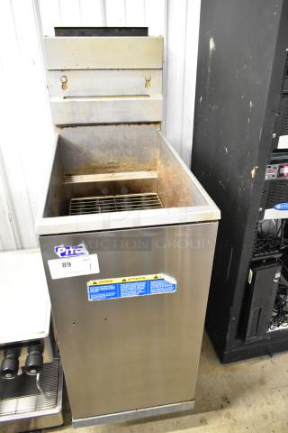 2023 Pitco Frialator 40D deep fat fryer, natural gas, 107,000 BTU, commercial, floor style, with caution labels.
