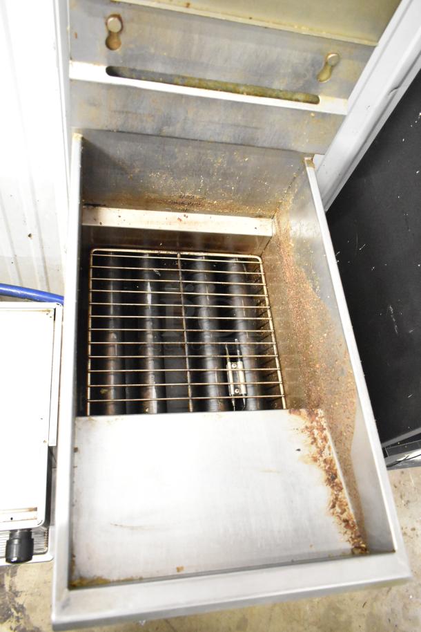 2023 Pitco Frialator 40D commercial gas fryer, 107,000 BTU, interior view showing condition and heating elements.