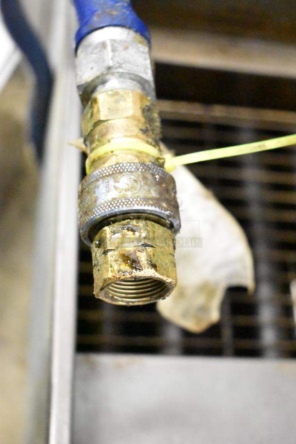 Close-up of a connection detail on a 2023 Pitco Frialator 40D commercial natural gas fryer, 107,000 BTU.