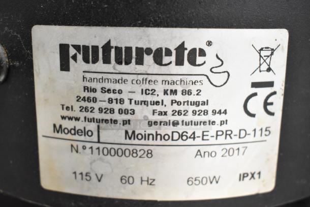 2017 Torrie Moinho D64-E-PR-D espresso bean grinder, 115V, 60Hz, 650W, Futurete label, IPX1, commercial use.
