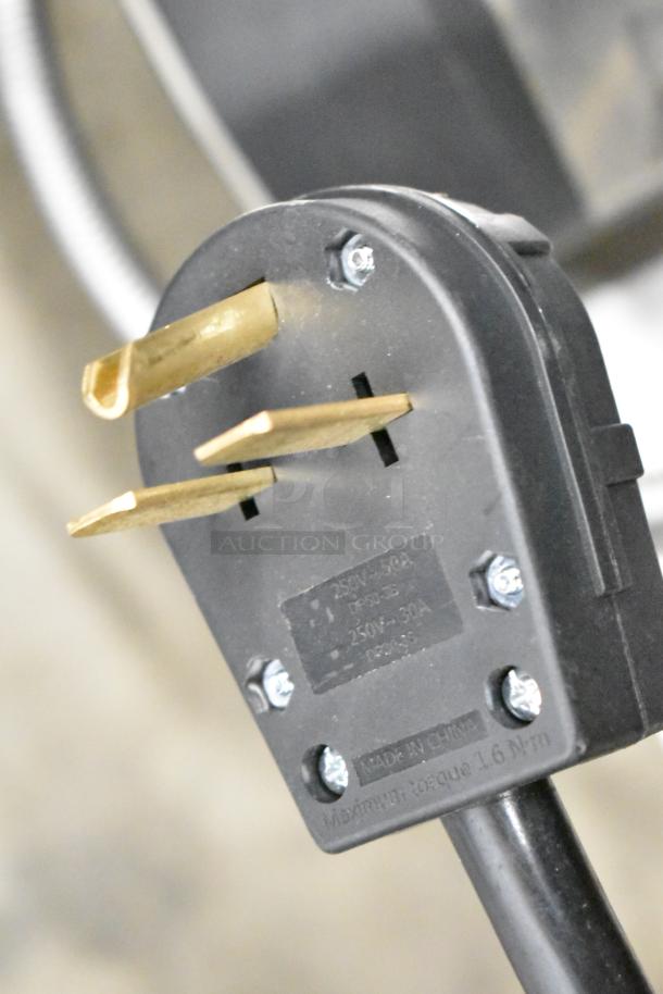 2019 Electrolux HSPP3BPRS Panini Press plug, 208V, showing three-pronged design, labeled "Made in China."