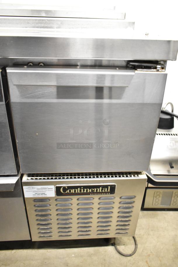 2017 Continental CPA68 pizza prep table with 2 drawers and 2 doors, stainless steel, 115 volts, 1 phase.