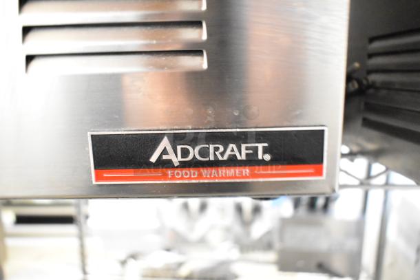 2025 Adcraft FW-1200W commercial food warmer, stainless steel, 120 volts, 1 phase, Adcraft branding visible.