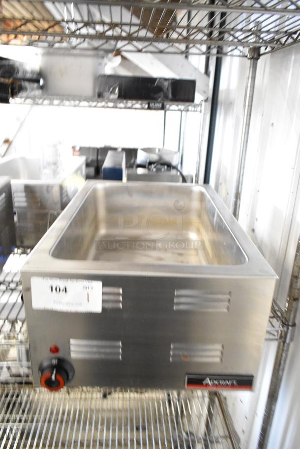 2025 Adcraft FW-1200W commercial countertop food warmer. Stainless steel, 120 volts, 1 phase. Excellent condition.