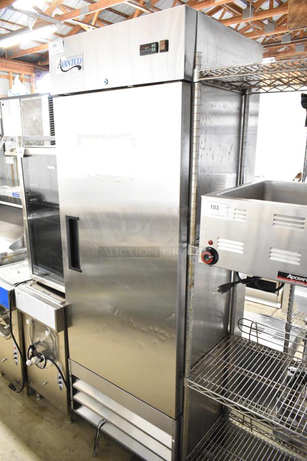 2022 Avantco 178A19FHC commercial single door reach-in freezer, stainless steel, 115V, 1 Phase, excellent condition.