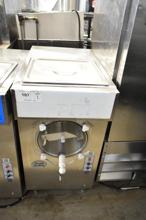 Frosty Factory 232W commercial frozen cocktail machine, 208/230 volts, 1 phase, in used condition, with visible control panel and logo.