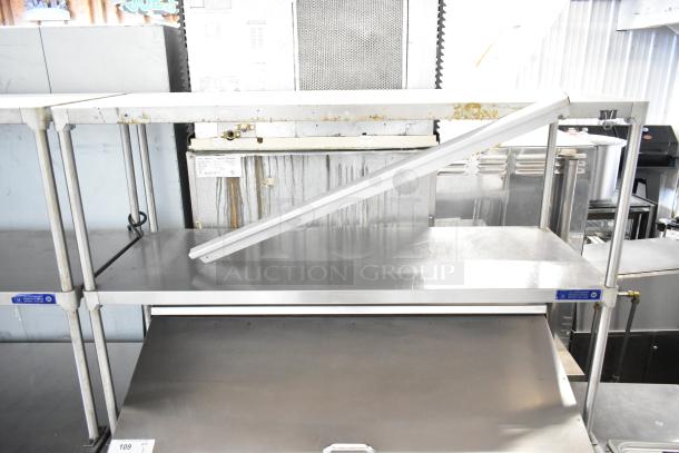 Cooltech CTR-48BMB commercial prep table with 2-tier overshelf, stainless steel, on casters, shows minor wear, 115V, 1 phase.