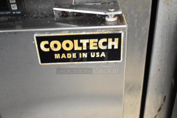 Cooltech CTR-48LBB commercial 2-door cooler with over shelves, on casters, 115 volts, 1 phase, "Made in USA" label.