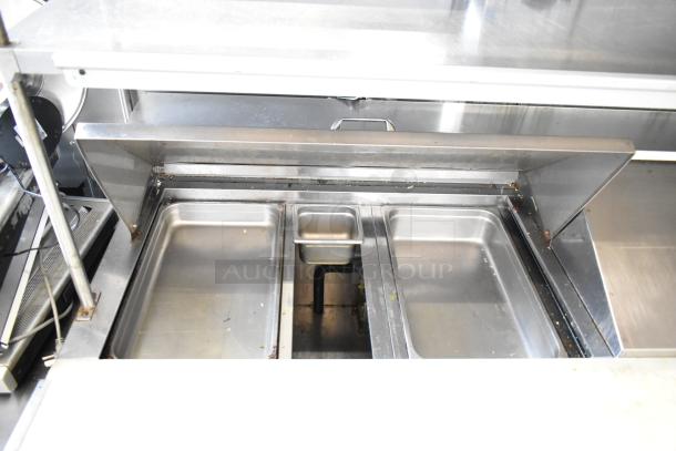 2022 Cooltech CTR-72BMB sandwich prep table, dual-tier shelf, 115V, 1 phase, commercial casters, stainless steel bins.