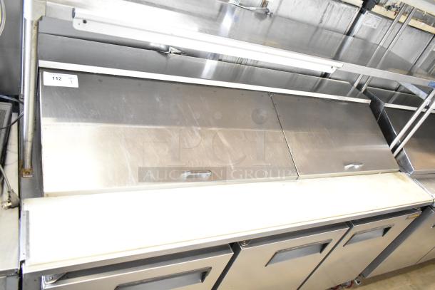 2022 Cooltech CTR-72BMB commercial prep table with mega top, 2-tier over shelf, on casters. Stainless steel, 115V.