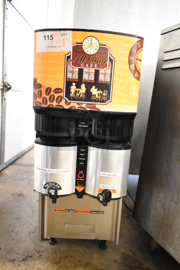 Bunn LCA-2 Commercial Liquid Coffee Dispenser, ambient, 120V, dual spouts, "All Day Cafe" design, in good condition.