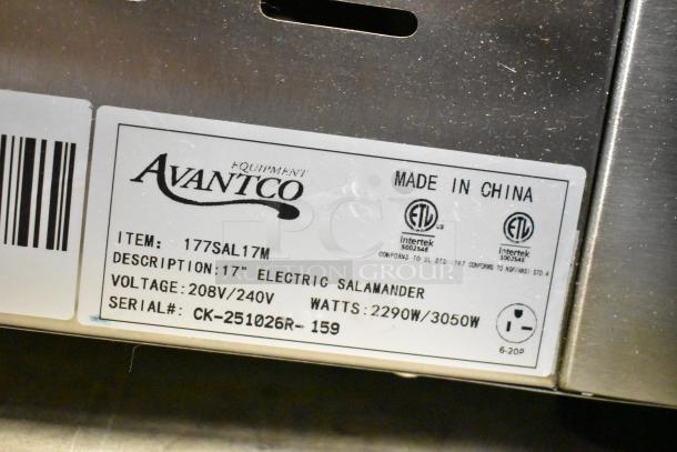 Brand new Avantco 177SAL17M 17" electric salamander, 208/240V, 2290W/3050W, made in China, with scratch and dent.