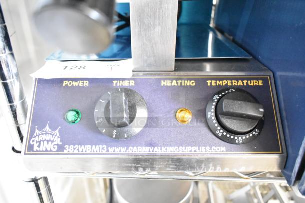 BRAND NEW 2025 Carnival King 382WBM13 Belgian Waffle Maker, 120V, non-stick, with timer. Minor scratch and dent visible.