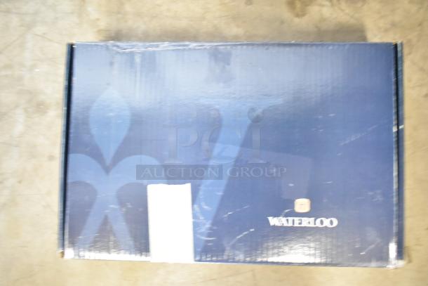 Brand new Waterloo 750FW812 wall-mounted faucet box, slight dents. Features 8" centers, 12" swing spout.
