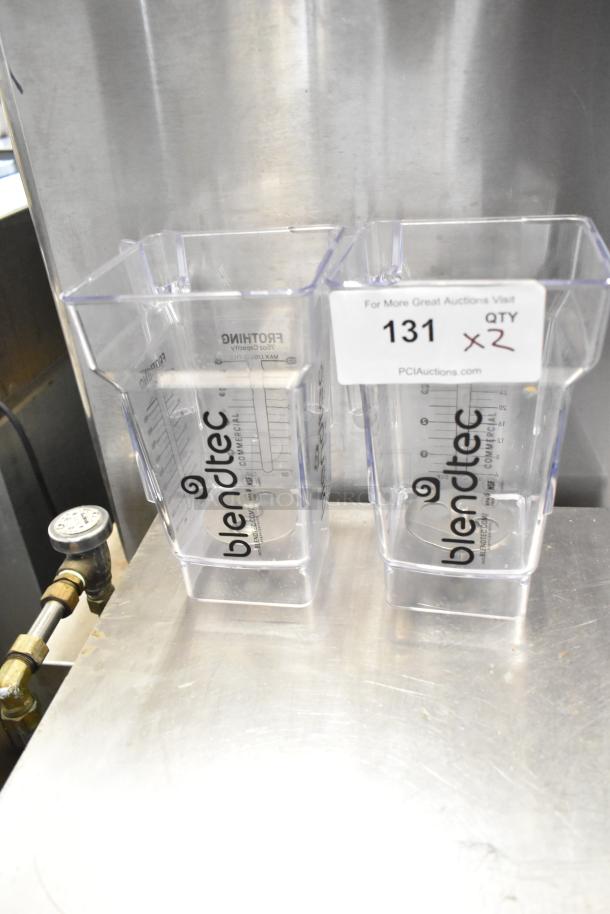 2 new Blendtec FourSide 75 oz. frothing jars, model 40-611-60, clear, scratch and dent, no lids, auction item.