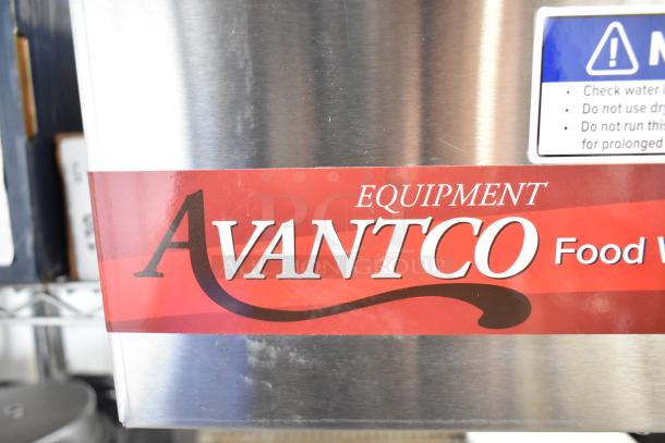 Brand new Avantco 177W43 12" x 27" electric countertop food warmer, 120 volts, showing logo and warnings.