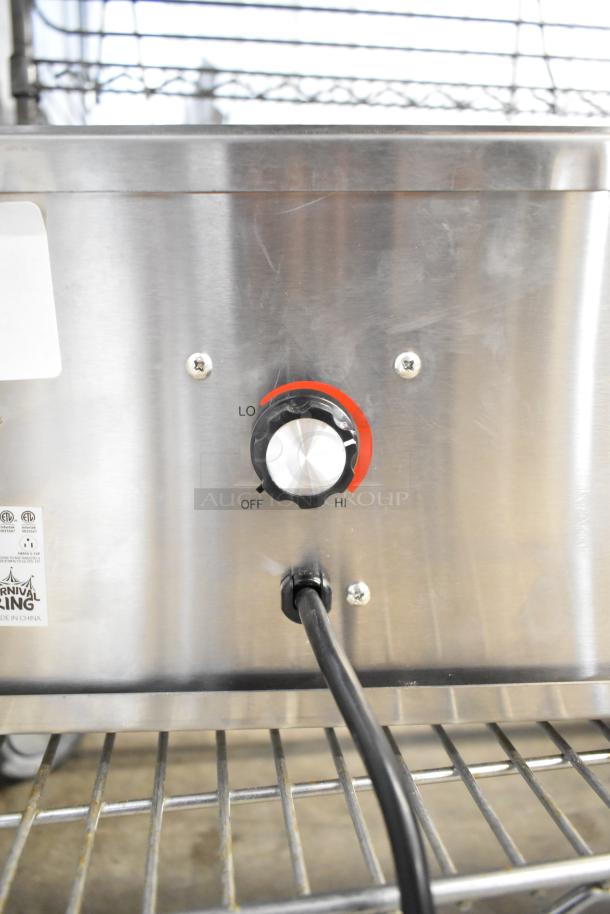 BRAND NEW Carnival King 382CDPW2 Double Cone Dip Warmer, 120V, 3 Qt., slight scratches, temperature dial visible.