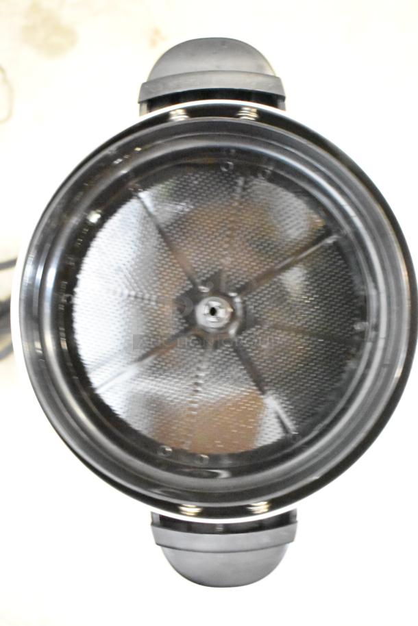 Top view of Galaxy 30 Cup Stainless Steel Coffee Urn lid, showing a textured metal interior. Scratches are visible.