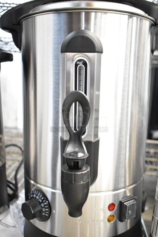 Brand new Avantco WB8L 2.1-gallon water boiler and Galaxy 30-cup coffee urn, stainless steel, scratch and dent.