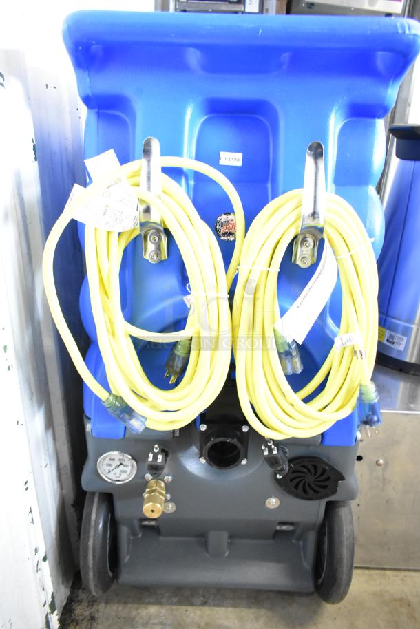 BRAND NEW Lavex Dual 3-Stage Heated Carpet Extractor, 12 Gallon, 500 PSI, yellow hoses, scratch and dent condition.