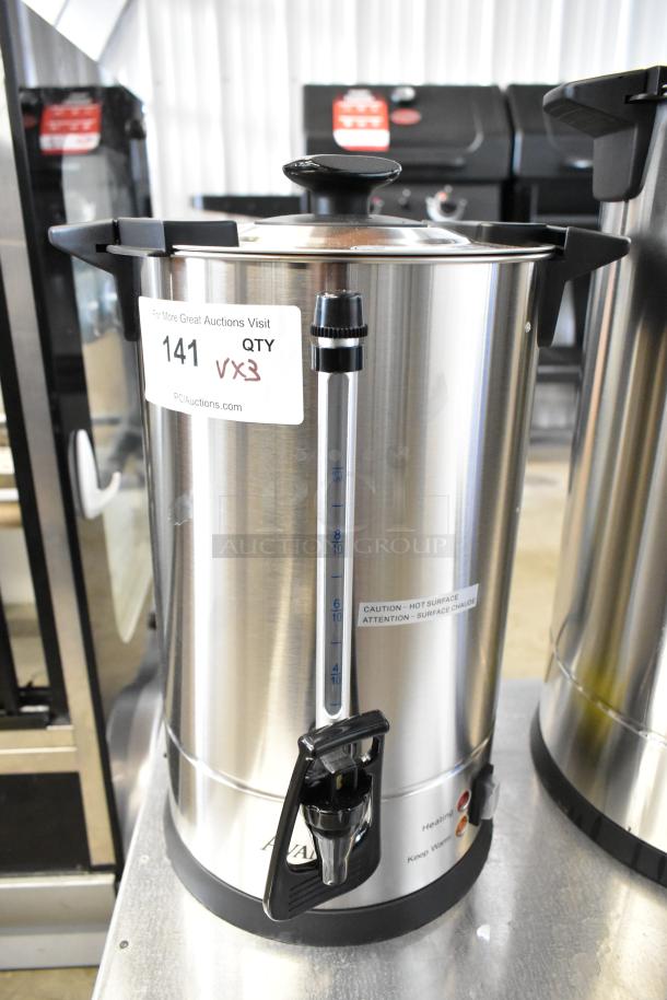 Avantco CU45ETL 45 Cup Stainless Steel Coffee Urn, new condition, featuring a double wall design and 950W power, model 177CU45ETL.