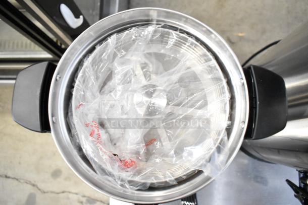 3 brand new scratch and dent Avantco coffee urns in stainless steel, double wall design, wrapped in protective plastic.