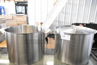 2 BRAND NEW SCRATCH AND DENT! Vigor SS1 Series 60 Qt. Heavy-Duty Stainless Steel Aluminum-Clad Stock Pot. 1 w/ Lid. 2 Times Your Bid!