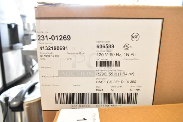 Brand new 2024 Crathco CS-2E/1D-16-290 refrigerated beverage machine base, 120V, factory model 231-01269.