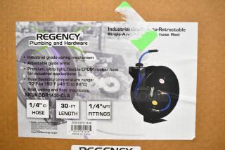 2 BRAND NEW SCRATCH AND DENT! Items Including Regency Open Powder-Coated Steel Air / Water Hose Reel with 30' x 1/2" Hose 600HRPC1230, Regency Open Powder-Coated Steel Air / Water Hose Reel with 50' x 1/2" Hose 600HRPC1250. 2 Times Your Bid!