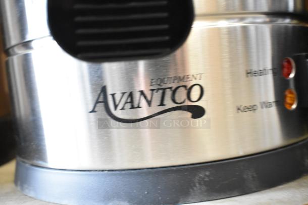 Avantco water boiler with visible brand logo, 7.6-gallon capacity, scratch and dent condition, features heating indicators.