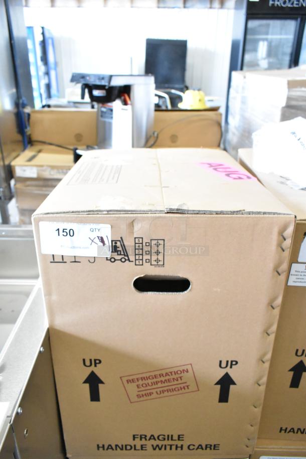 Cardboard box for 2024 Crathco CS-2E/1D-16-290 beverage machine. Labeled "Fragile" and "Refrigeration Equipment".