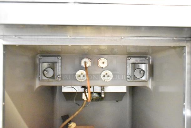 Taylor model 8757-33 soft serve machine, 2 flavors with twist. 208-230V, 3 phase. Control panel detail view.