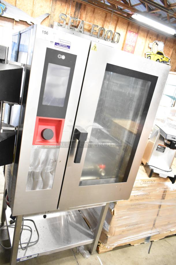 BKI AETG101R stainless steel commercial gas combi convection oven on stand, brand new with scratch and dent condition.