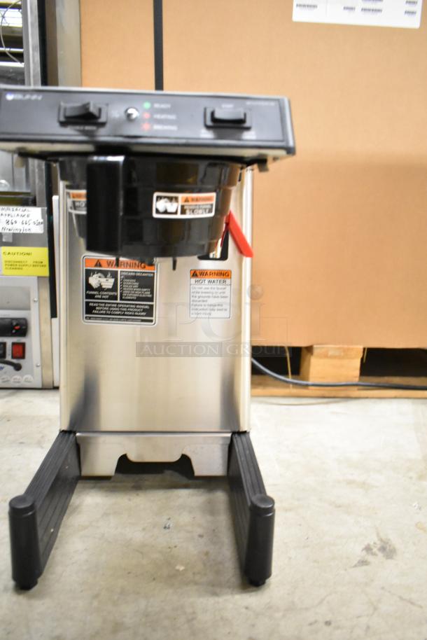 BRAND NEW Bunn WAVE15-S-APS SmartWave® Coffee Brewer, 120V. Stainless steel, scratch and dent. Warning labels visible.