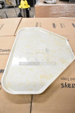 55 brand new Cambro 1422TR526 trapezoid trays, 14"x22", Galaxy Gold Antique Parchment, scratch and dent condition.