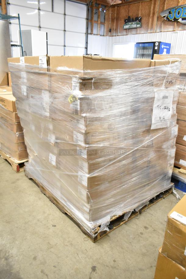 Pallet of 55 new Cambro 1422TR526 trays in boxes, trapezoid shape, Galaxy Gold, custom fiberglass.